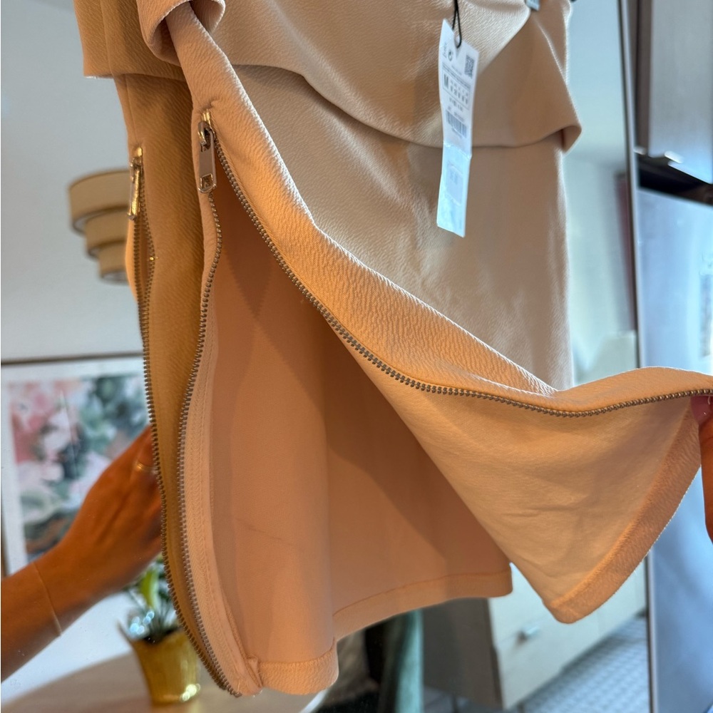 Women’s Fold-Over Tube Top with Zip in Light Beige
